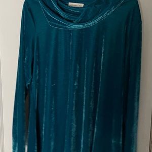 Coldwater Creek crushed velvet top, pretty bright blue green.